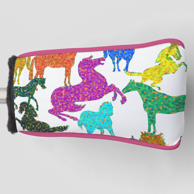 Rainbow Horses - "Dotty about Horses!" Golf Head Cover (Front)