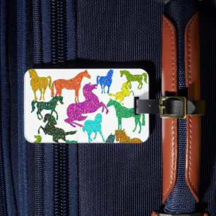 Rainbow Horses - "Dotty about Horses!" Luggage Tag