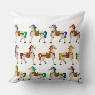 rainbow horses white cushion
