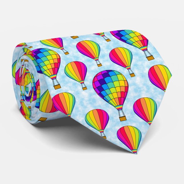 Rainbow Hot Air Balloons Tie (Rolled)