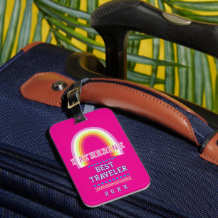 Rainbow Hot Pink Luggage Tag