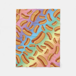 Rainbow hotdogs fleece blanket
