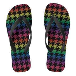 Rainbow houndstooth jandals