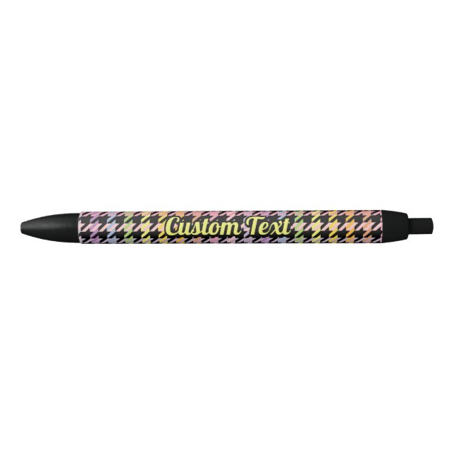 Rainbow Houndstooth Pattern Black Ink Pen (Front)