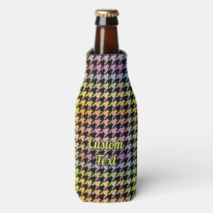 Rainbow Houndstooth Pattern Bottle Cooler