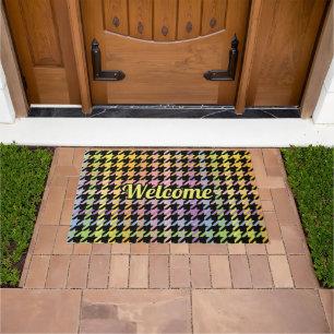 Rainbow Houndstooth Pattern Doormat