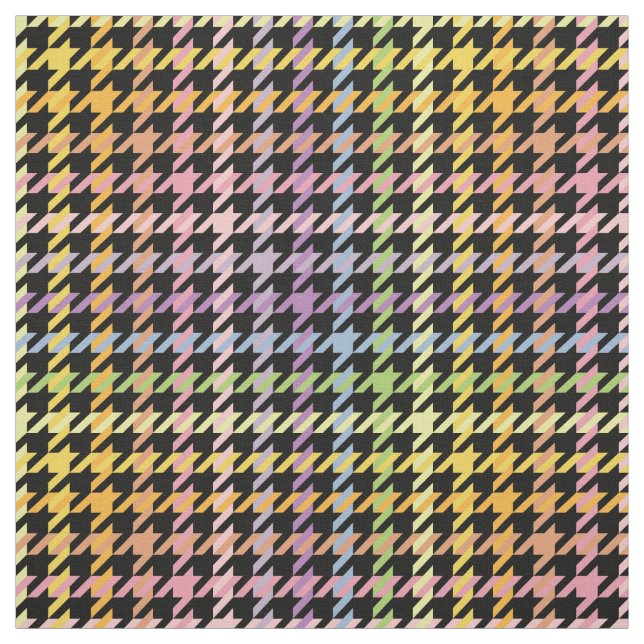 Rainbow Houndstooth Pattern Fabric (Swatch)