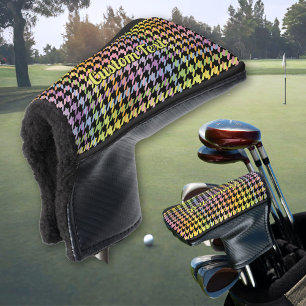 Rainbow Houndstooth Pattern Golf Head Cover