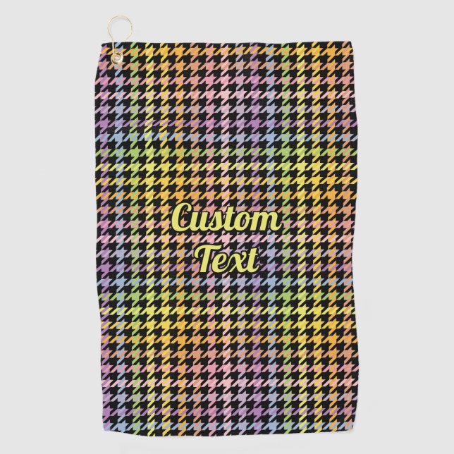 Rainbow Houndstooth Pattern Golf Towel (Front)