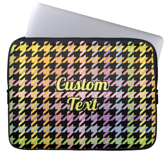 Rainbow Houndstooth Pattern Laptop Sleeve (Front)