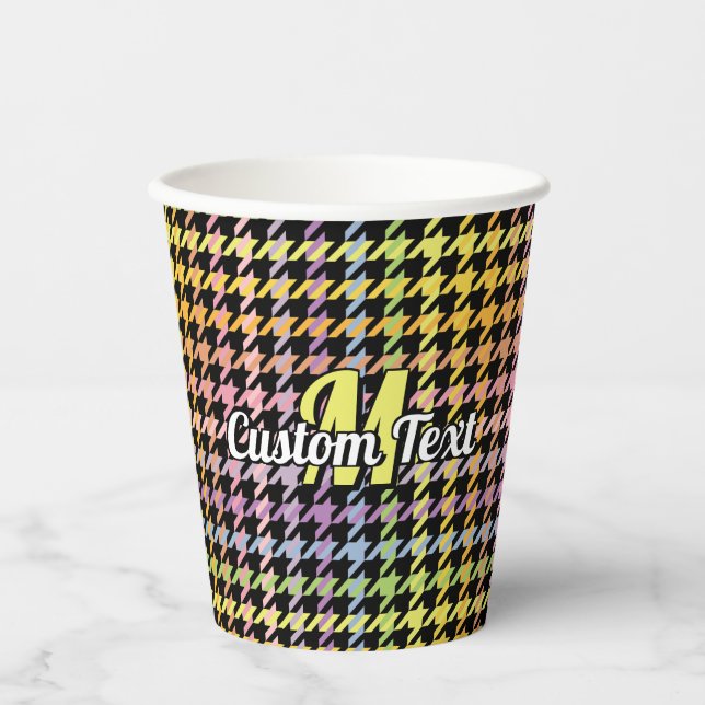 Rainbow Houndstooth Pattern Paper Cups (Front)