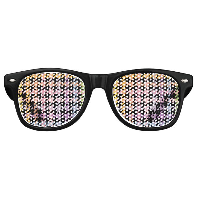 Rainbow Houndstooth Pattern Retro Sunglasses (Front)