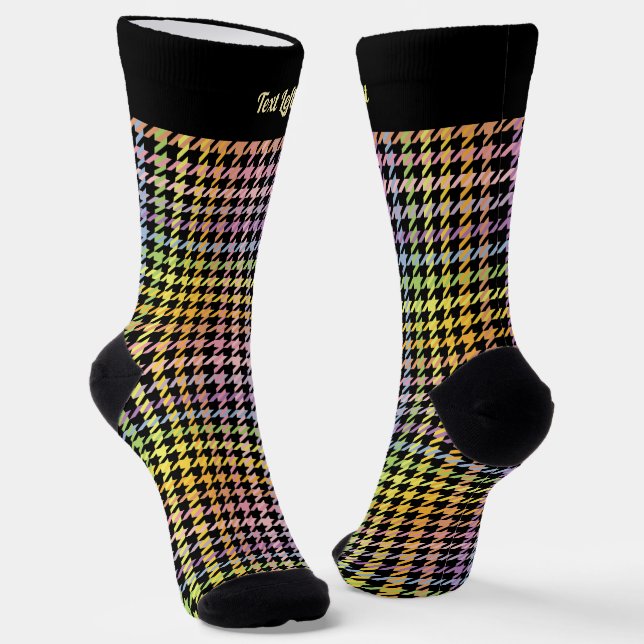 Rainbow Houndstooth Pattern Socks (Angled)