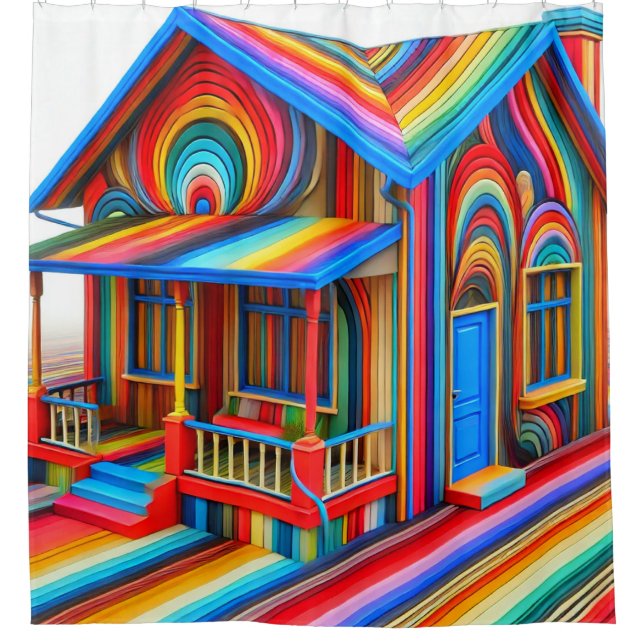 Rainbow House Shower Curtain (Front)