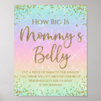 Rainbow How Big is Mommys Belly Baby Shower Game