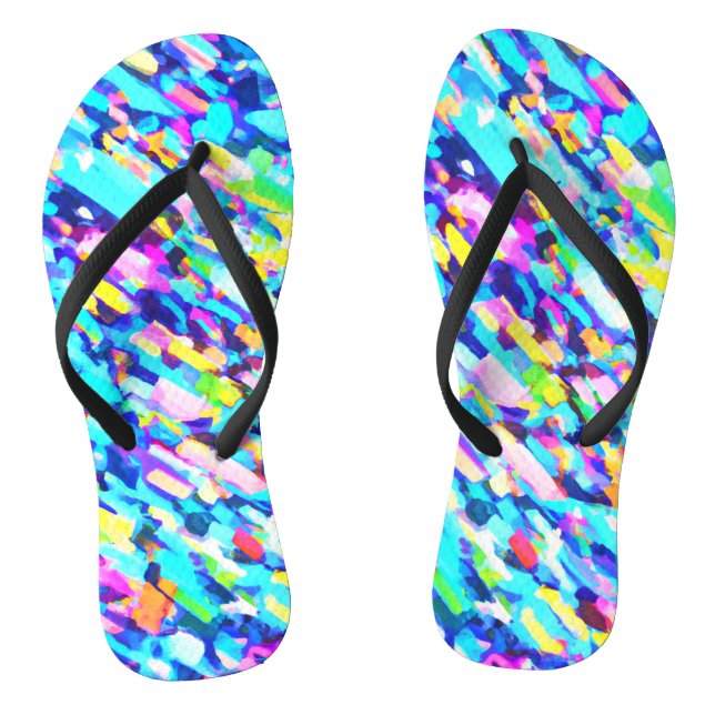 Rainbow-hued Abstract Art Jandals (Footbed)