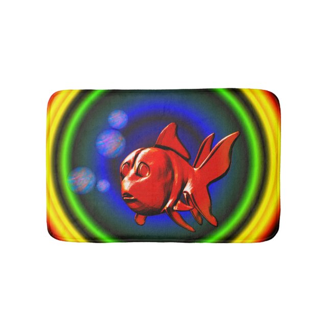 Rainbow Hues Cute Abstract Goldfish Bath Mat (Front)