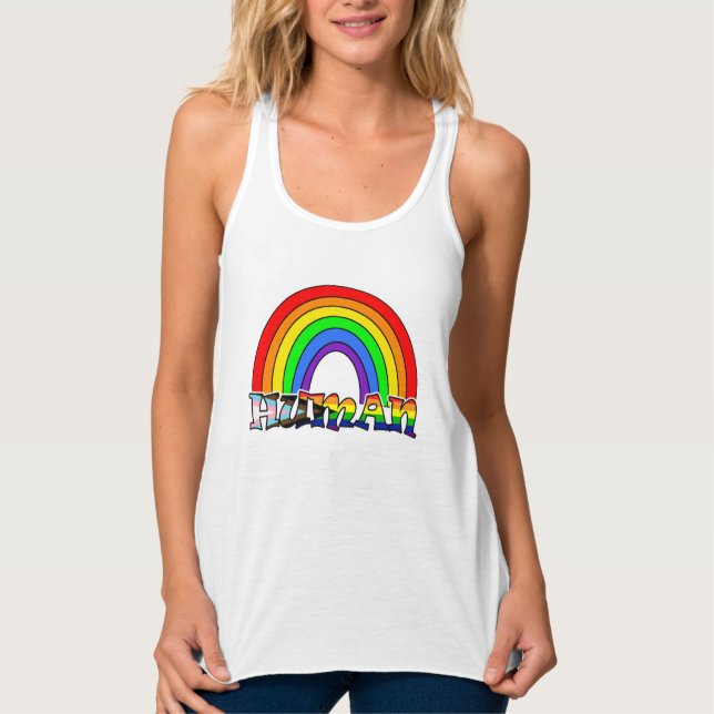 Rainbow Human LGBTQ+ T-Shirt Singlet (Front)