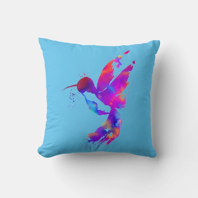 Rainbow Hummingbird Cushion (Front)