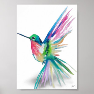 Rainbow Hummingbird Premium Canvas Poster (5x7)