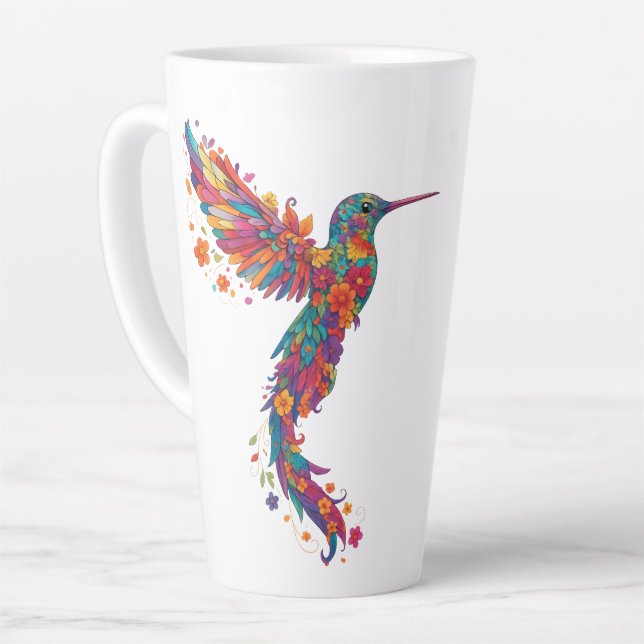 Rainbow Hummingbird Pride Latte Mug (Left Angle)