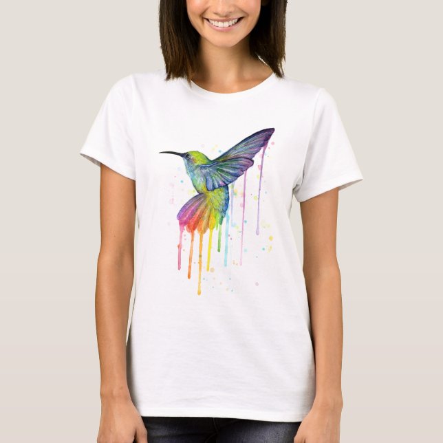 Rainbow Hummingbird Watercolor Shirt (Front)