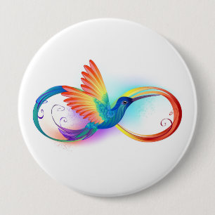 Rainbow Hummingbird with Infinity symbol 10 Cm Round Badge