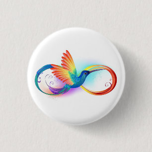 Rainbow Hummingbird with Infinity symbol 3 Cm Round Badge