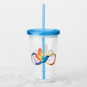 Rainbow Hummingbird with Infinity symbol Acrylic Tumbler