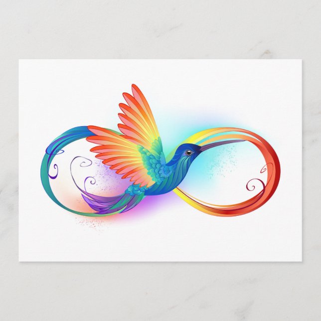 Rainbow Hummingbird with Infinity symbol Advice Card (Front)