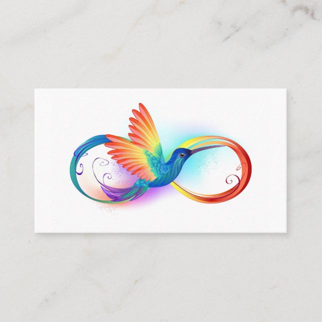 Rainbow Hummingbird with Infinity symbol Appointment Card (Front)