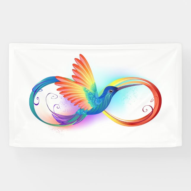 Rainbow Hummingbird with Infinity symbol Banner (Horizontal)