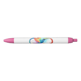 Rainbow Hummingbird with Infinity symbol Black Ink Pen