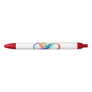 Rainbow Hummingbird with Infinity symbol Black Ink Pen