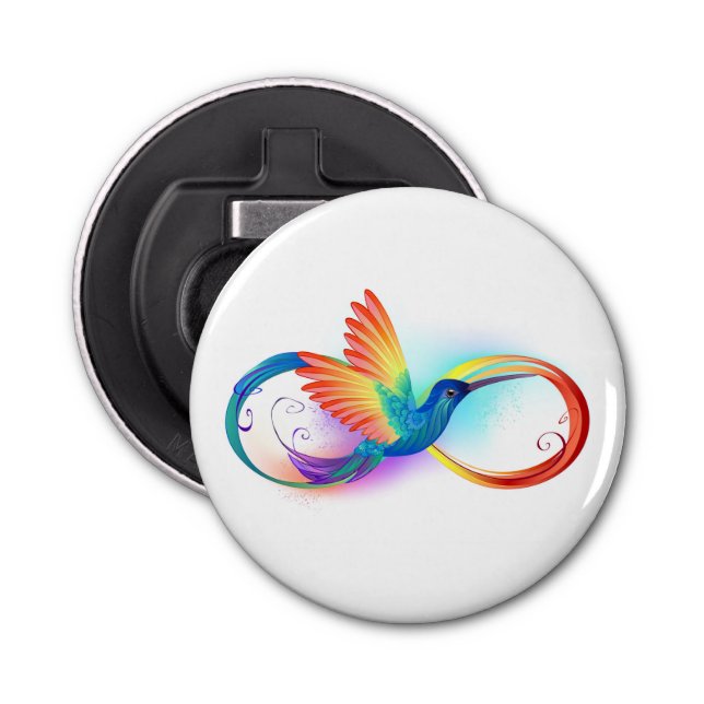 Rainbow Hummingbird with Infinity symbol Bottle Opener (Front)