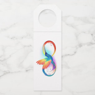 Rainbow Hummingbird with Infinity symbol Bottle Tag