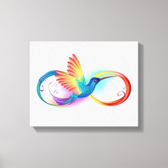 Rainbow Hummingbird with Infinity symbol Canvas Print (Front)