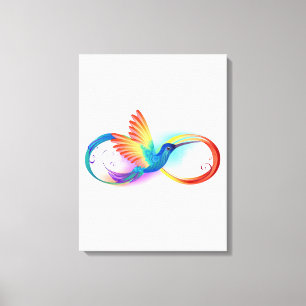 Rainbow Hummingbird with Infinity symbol Canvas Print