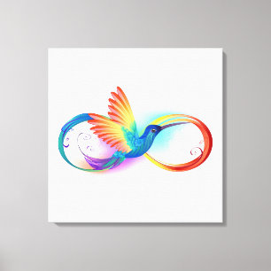 Rainbow Hummingbird with Infinity symbol Canvas Print
