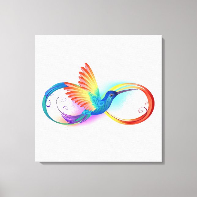 Rainbow Hummingbird with Infinity symbol Canvas Print (Front)