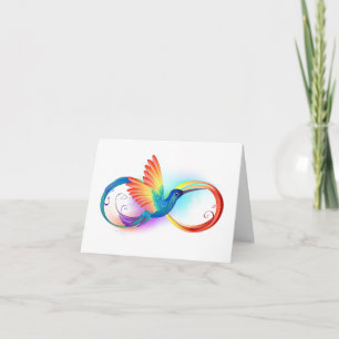 Rainbow Hummingbird with Infinity symbol Card