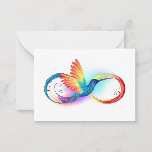 Rainbow Hummingbird with Infinity symbol Card (Front)