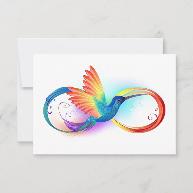 Rainbow Hummingbird with Infinity symbol Card (Front)