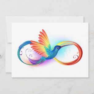 Rainbow Hummingbird with Infinity symbol Card