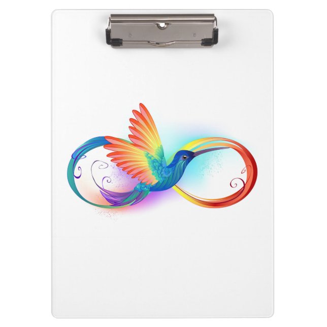 Rainbow Hummingbird with Infinity symbol Clipboard (Front)