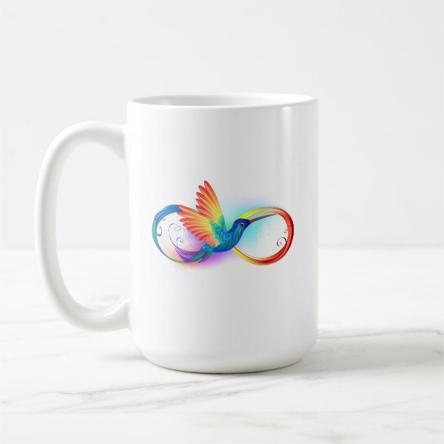 Rainbow Hummingbird with Infinity symbol Coffee Mug (Left)