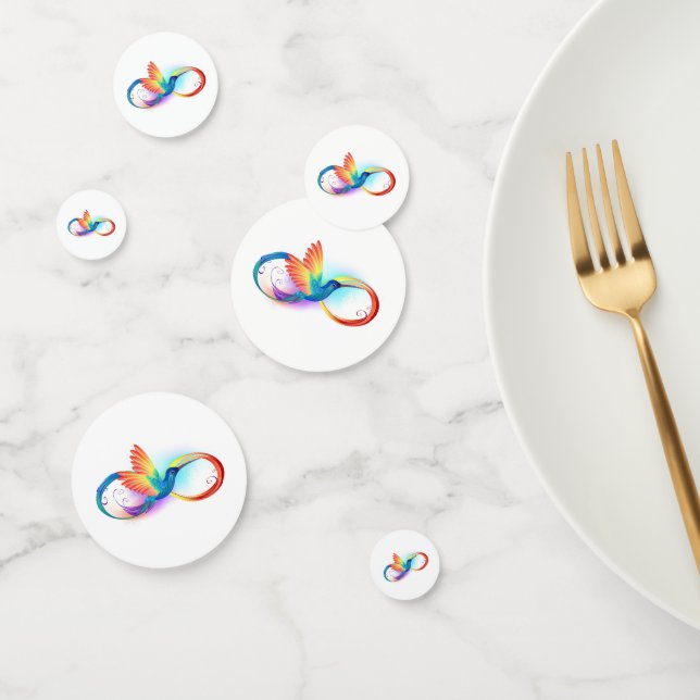 Rainbow Hummingbird with Infinity symbol Confetti (Group)