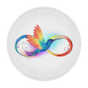 Rainbow Hummingbird with Infinity symbol Cutting Board