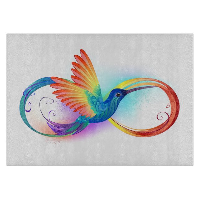 Rainbow Hummingbird with Infinity symbol Cutting Board (Front)