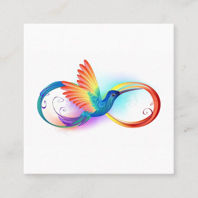 Rainbow Hummingbird with Infinity symbol Discount Card (Front)